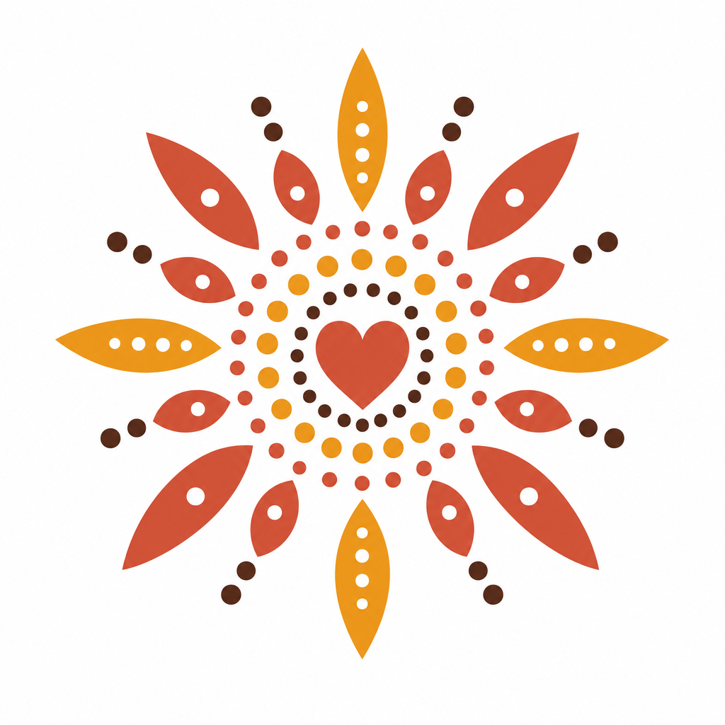 Logo 2 — adire sun mandala with heart center